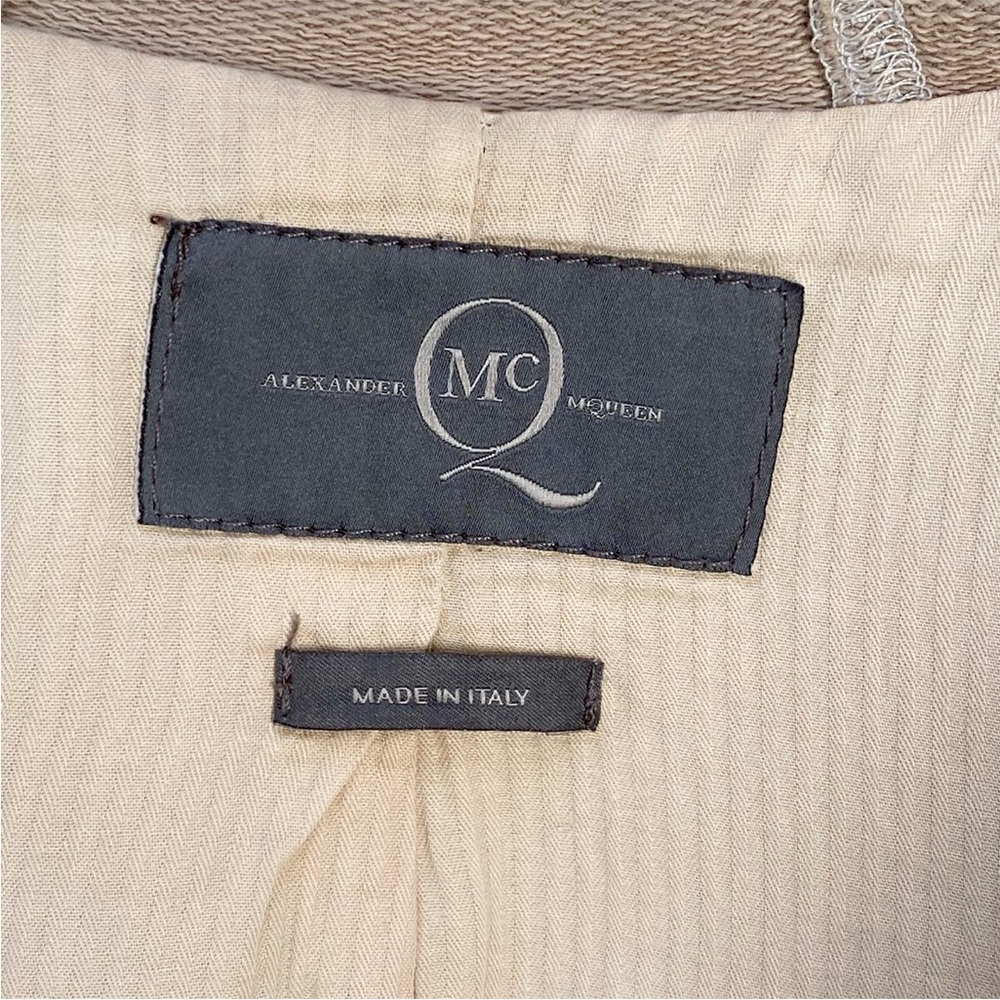 ALEXANDER MCQUEEN DISTRESSED GRAY TAN KNIT LONG SLEEVE HOODIE BLAZER JACKET - Picture 11 of 13